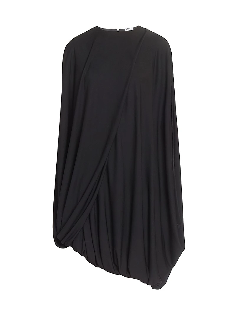 Draped Asymmetric Cape Dress