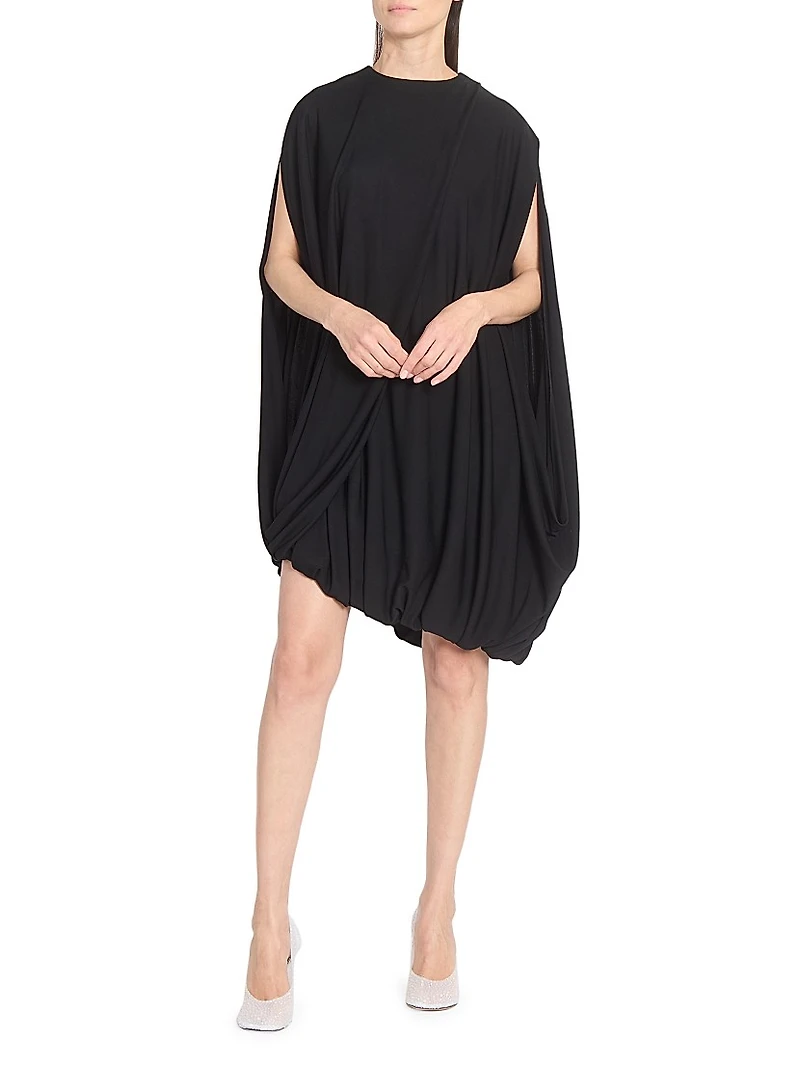 Draped Asymmetric Cape Dress