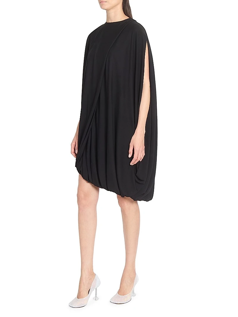 Draped Asymmetric Cape Dress