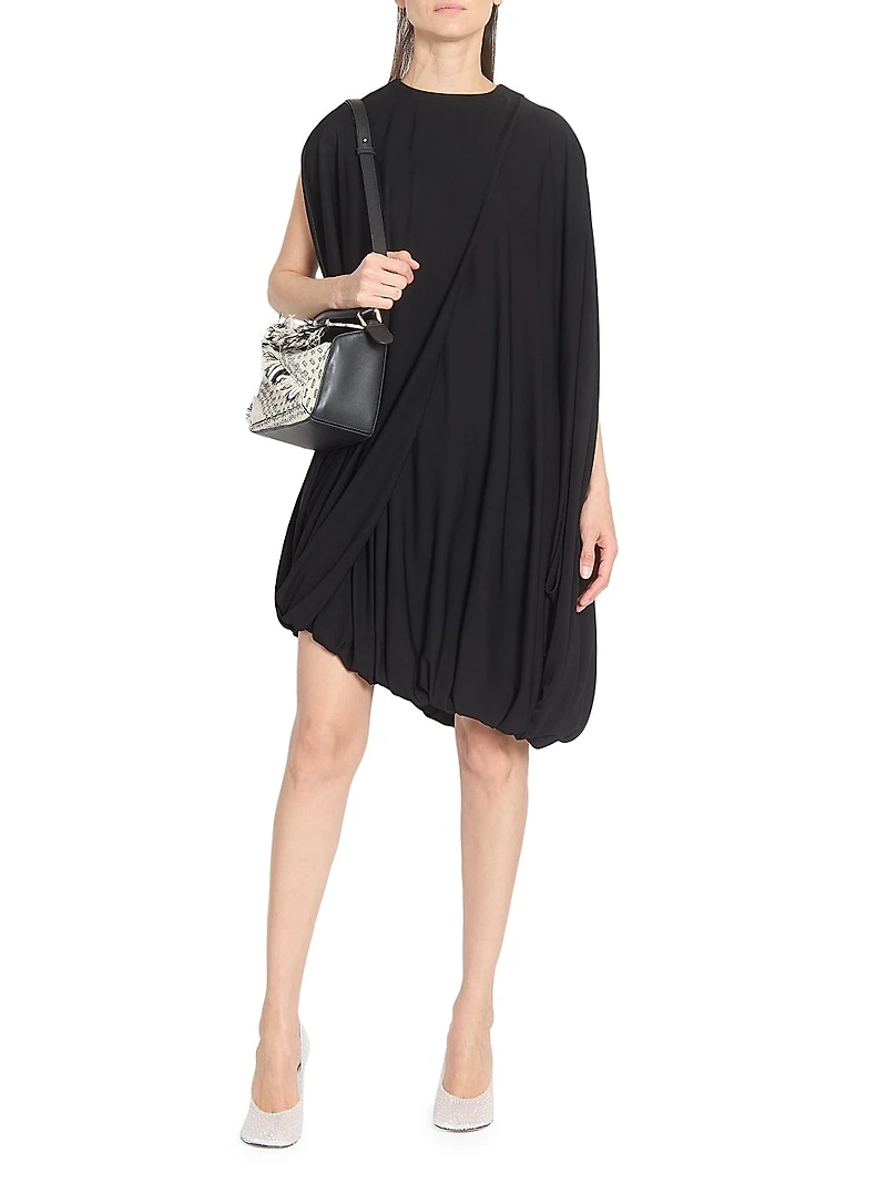 Draped Asymmetric Cape Dress