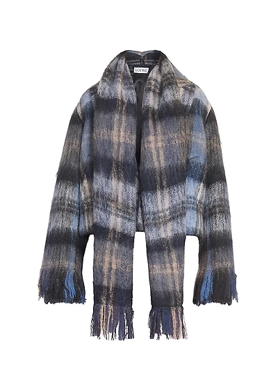Plaid Mohair & Wool-Blend Scarf Jacket