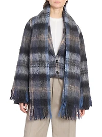 Plaid Mohair & Wool-Blend Scarf Jacket