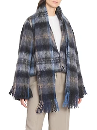 Plaid Mohair & Wool-Blend Scarf Jacket