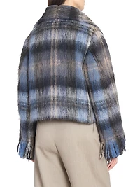 Plaid Mohair & Wool-Blend Scarf Jacket