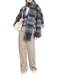 Plaid Mohair & Wool-Blend Scarf Jacket