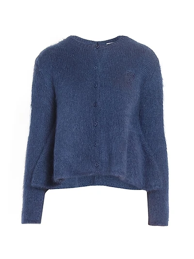 Mohair-Blend Peplum Cardigan