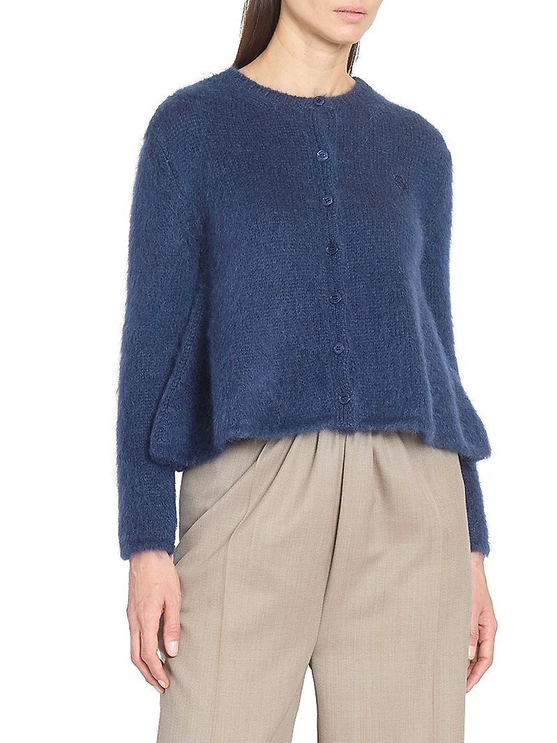 Mohair-Blend Peplum Cardigan