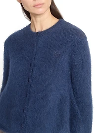 Mohair-Blend Peplum Cardigan