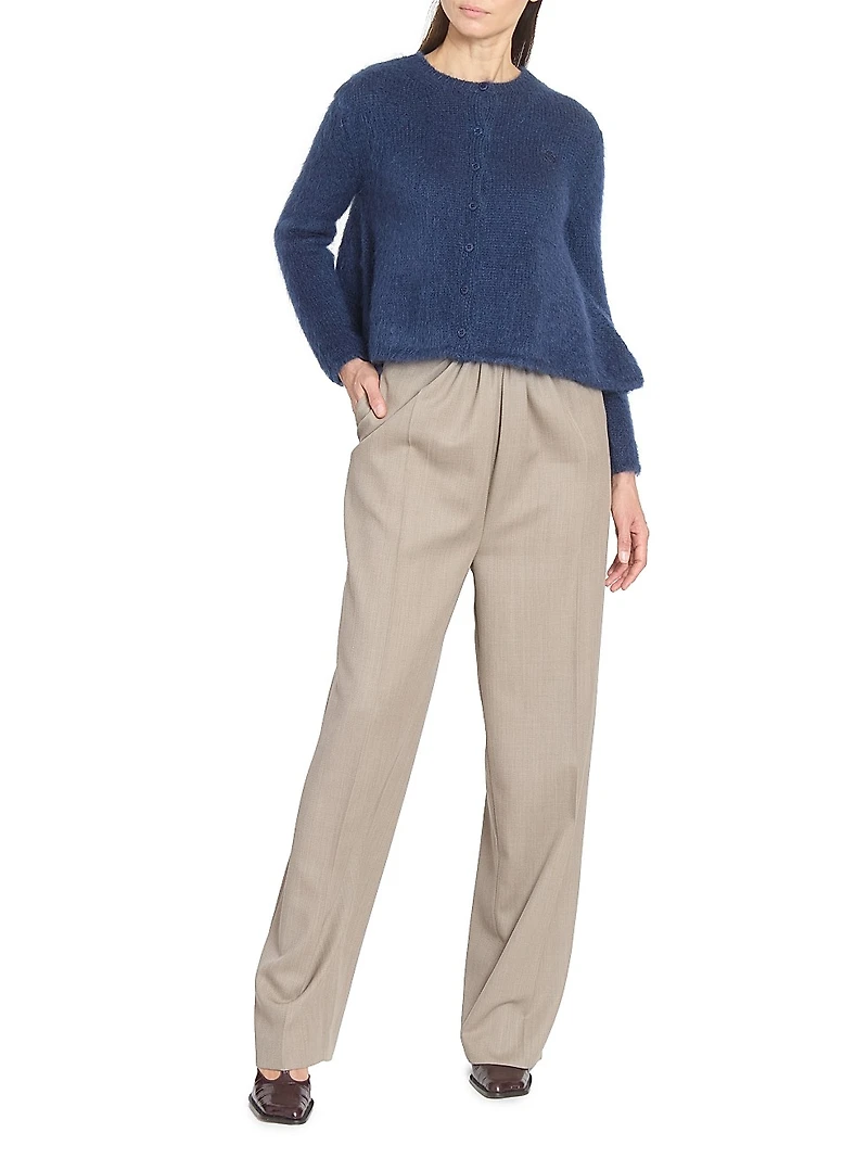 Mohair-Blend Peplum Cardigan