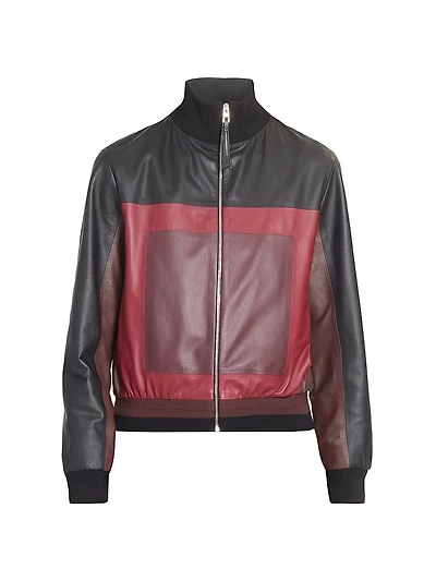 Colorblocked Leather Crop Jacket