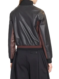 Colorblocked Leather Crop Jacket
