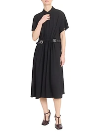 Side Buckle Midi-Shirtdress
