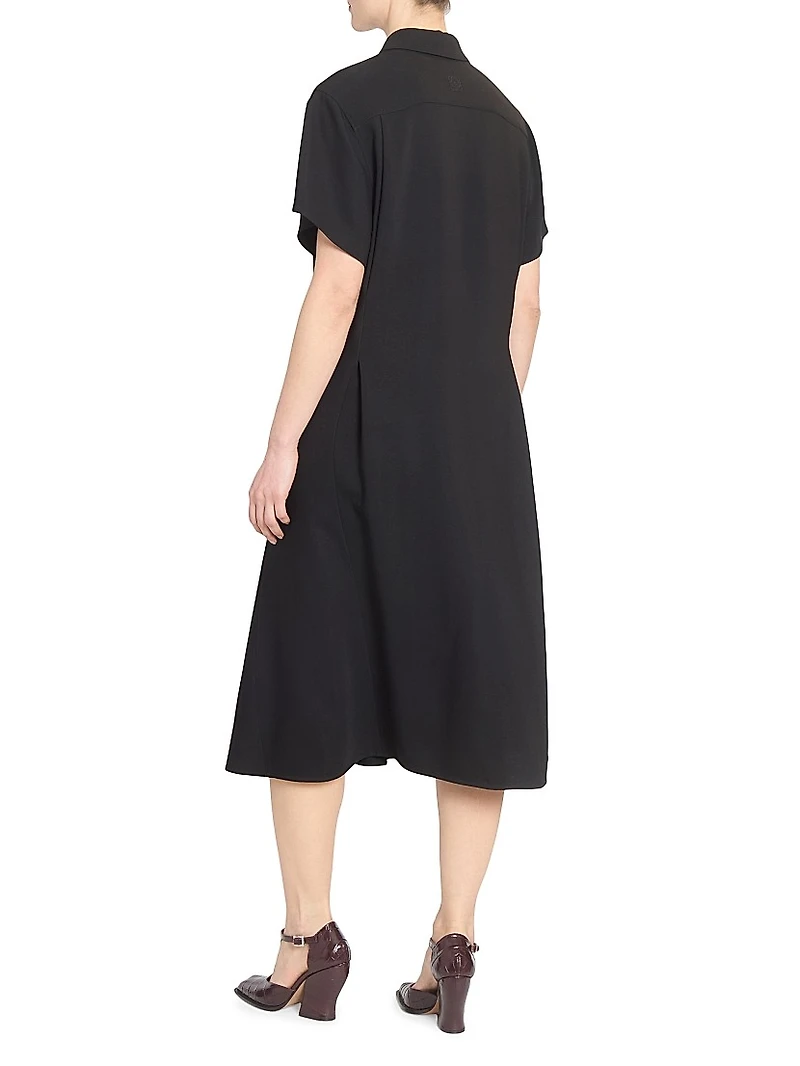 Side Buckle Midi-Shirtdress