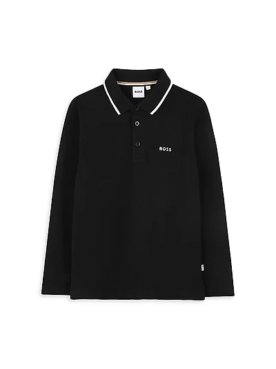 Little Boy's Logo Long-Sleeve Polo Shirt