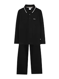 Little Boy's Logo Long-Sleeve Polo Shirt
