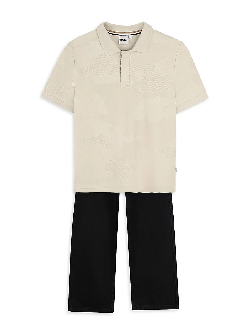 Little Boy's Logo Jacquard Polo Shirt