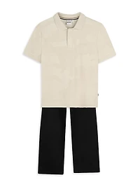 Little Boy's Logo Jacquard Polo Shirt