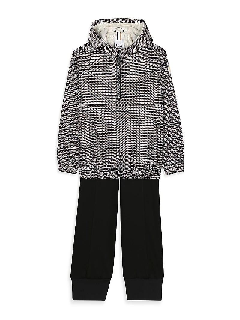 Little Boy's Half-Zip Hooded Windbreaker Jacket