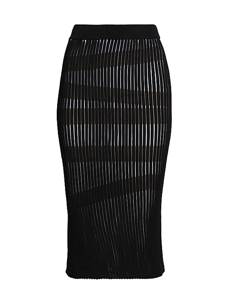 Stripe Plating Knit Midi-Skirt