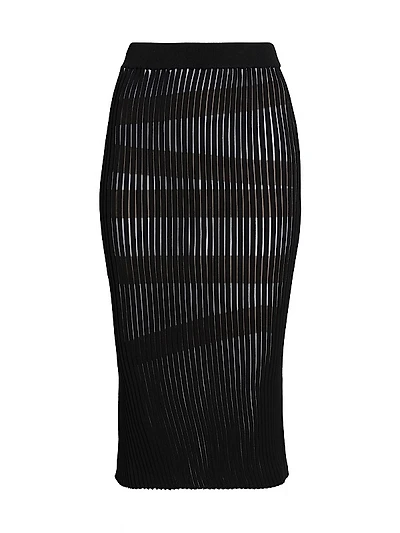 Stripe Plating Knit Midi-Skirt