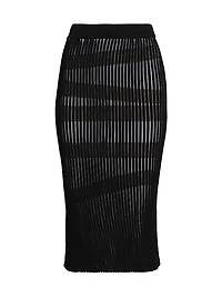 Stripe Plating Knit Midi-Skirt