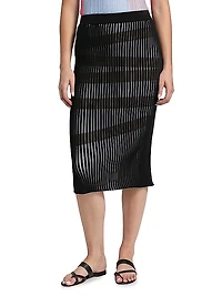 Stripe Plating Knit Midi-Skirt