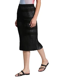Stripe Plating Knit Midi-Skirt