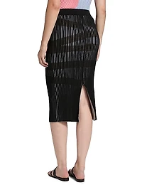Stripe Plating Knit Midi-Skirt