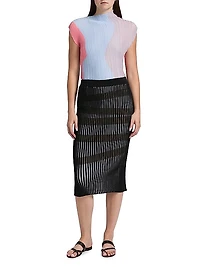 Stripe Plating Knit Midi-Skirt