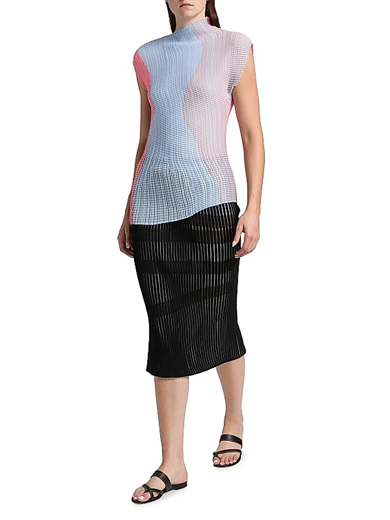Abstract Tint Pleats Top