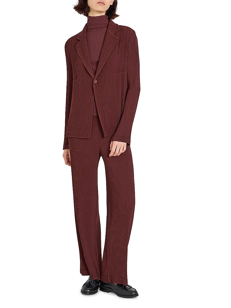 Hatching Pleated Pants