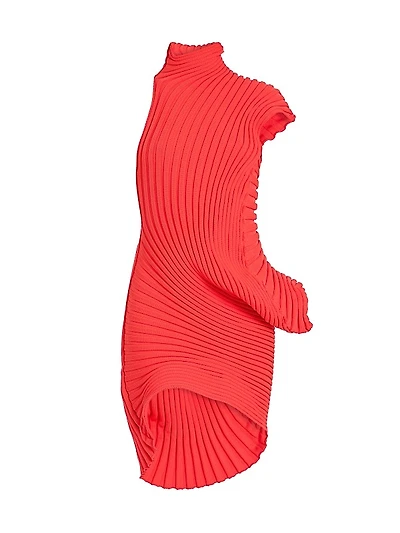 Asymmetric Rib-Knit Minidress