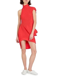 Asymmetric Rib-Knit Minidress