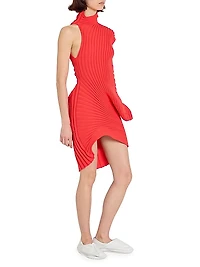 Asymmetric Rib-Knit Minidress