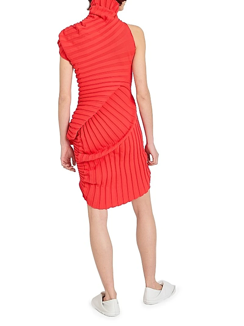 Asymmetric Rib-Knit Minidress