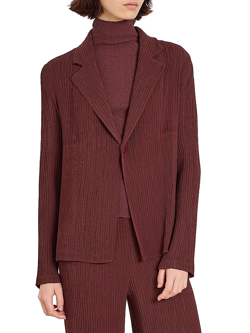 Hatching Pleated Blazer