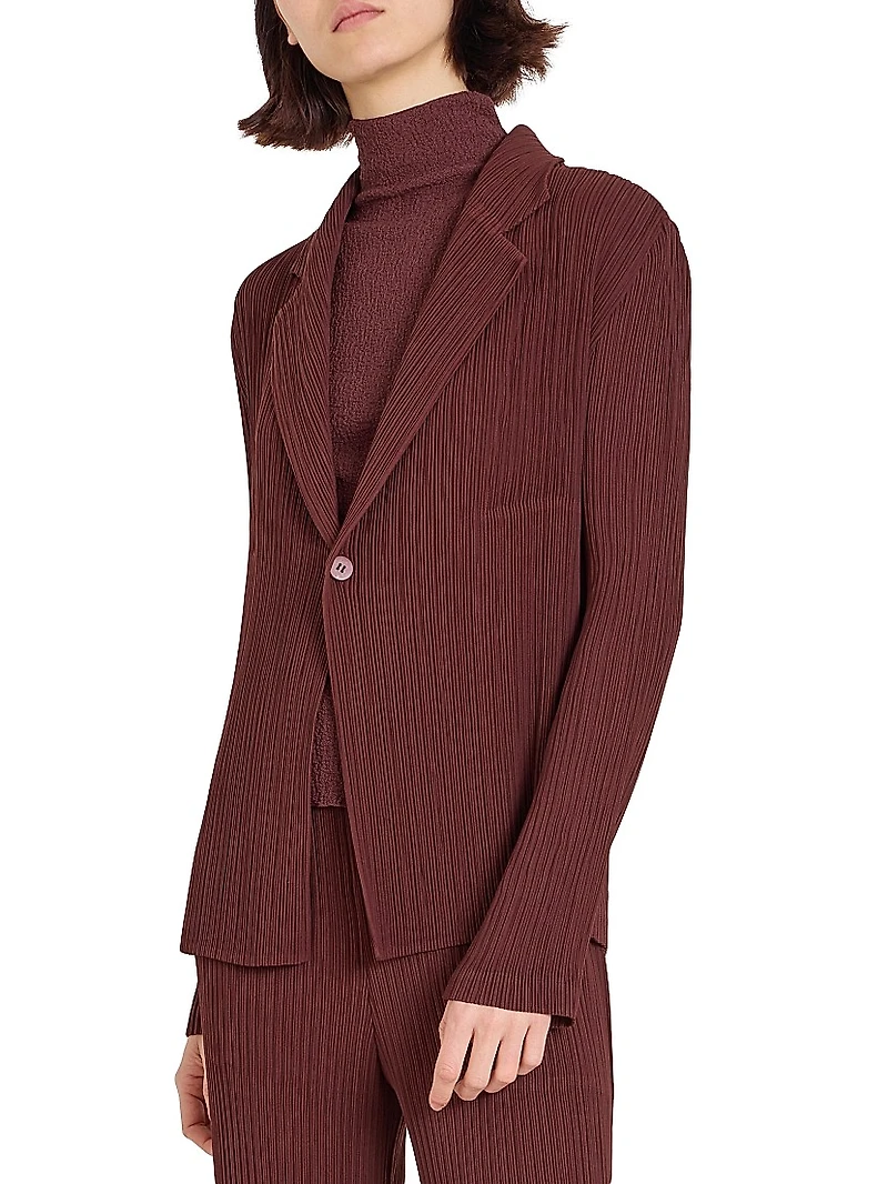 Hatching Pleated Blazer