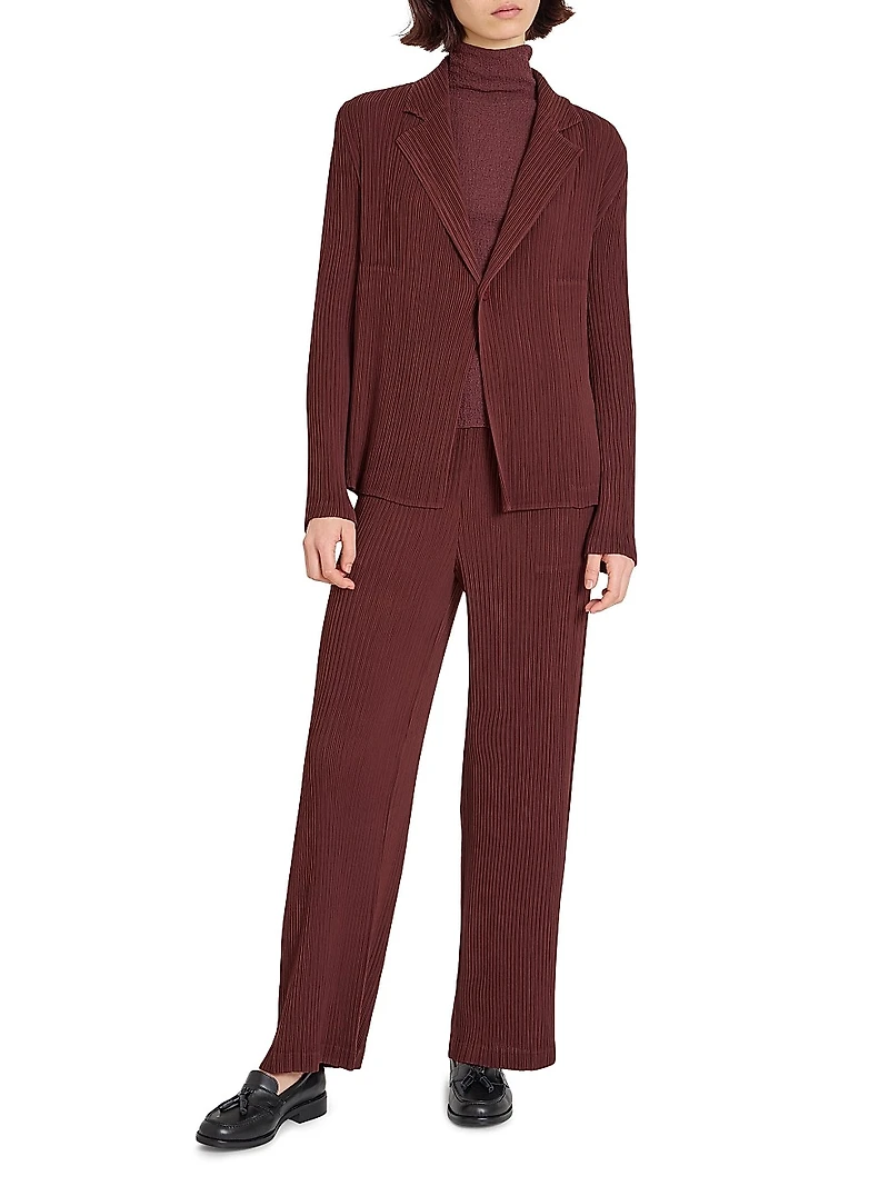 Hatching Pleated Blazer