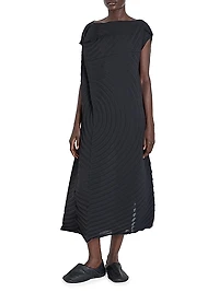 Paper Bag Pleated Midi-Dress