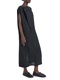 Paper Bag Pleated Midi-Dress