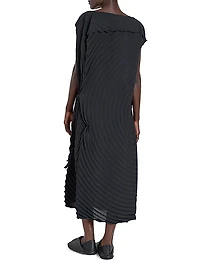 Paper Bag Pleated Midi-Dress