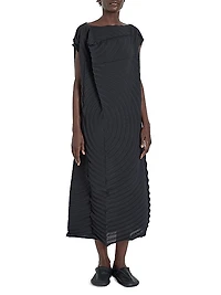 Paper Bag Pleated Midi-Dress