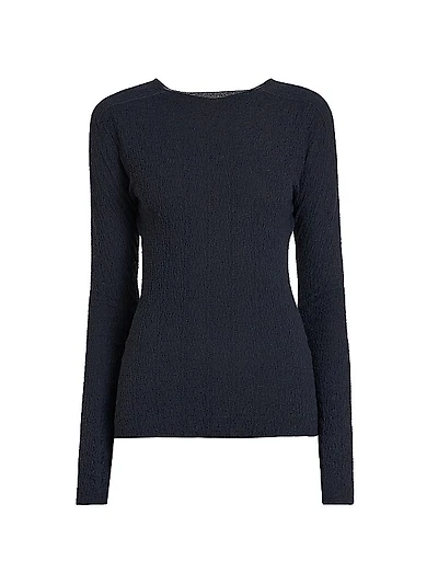 Jewel Neck Knit Long-Sleeve Top