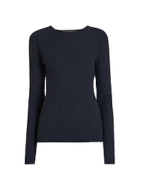 Jewel Neck Knit Long-Sleeve Top