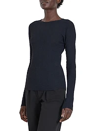 Jewel Neck Knit Long-Sleeve Top