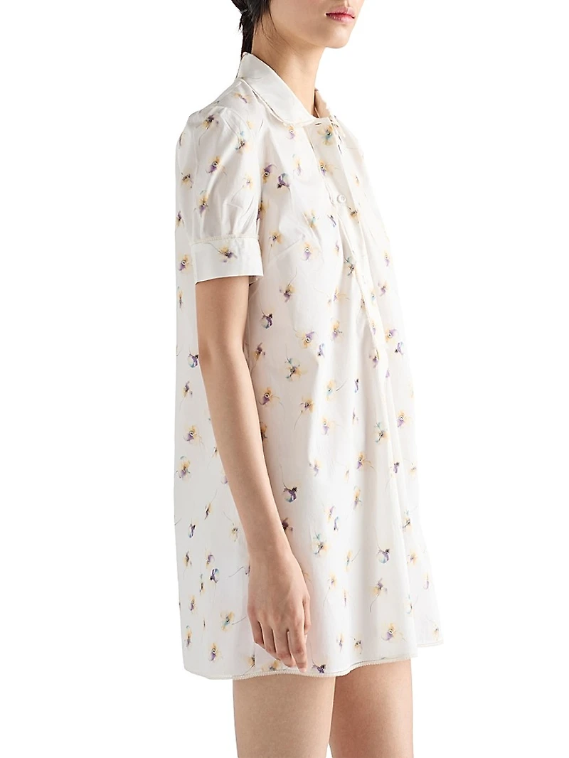 Floral Print Poplin Mini Dress