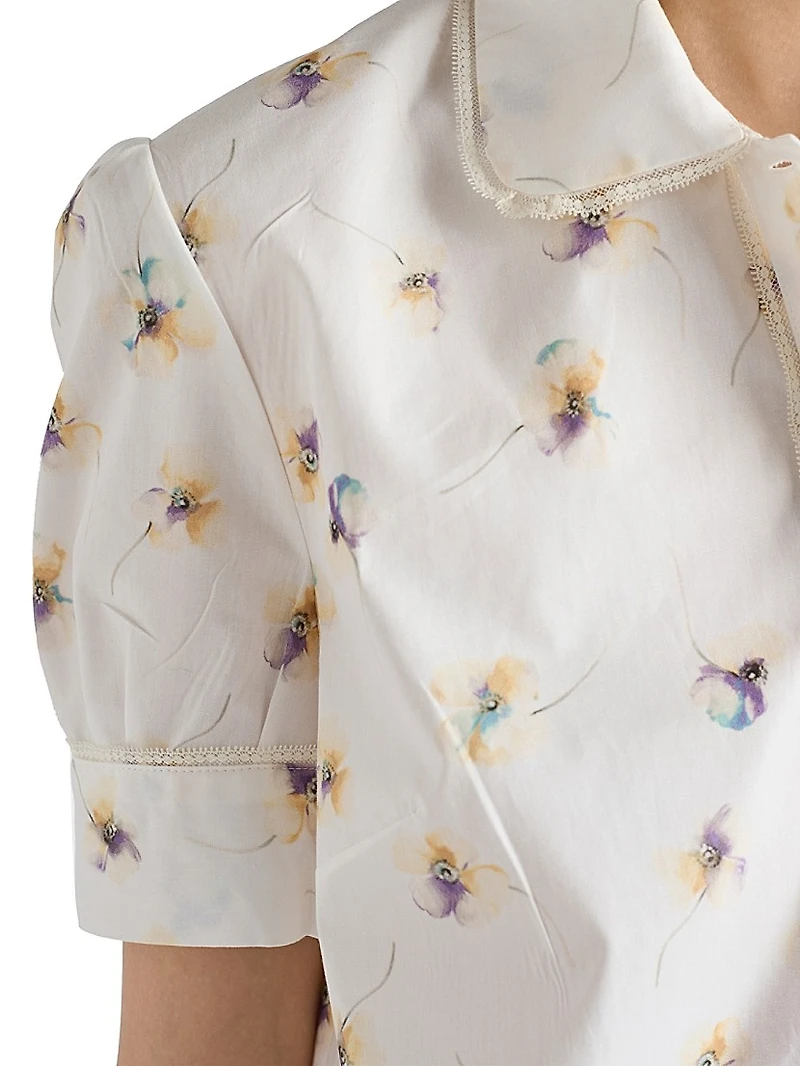 Floral Print Poplin Mini Dress