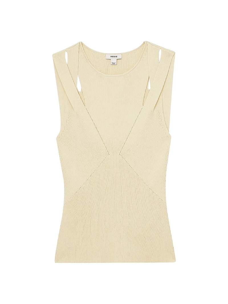 Rhylee Rib-Knit Cut-Out Sleeveless Top