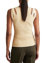 Rhylee Rib-Knit Cut-Out Sleeveless Top
