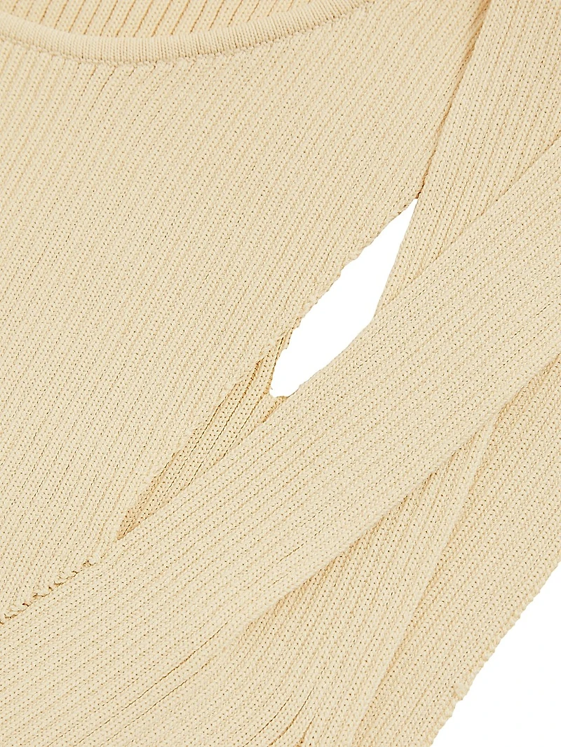 Rhylee Rib-Knit Cut-Out Sleeveless Top